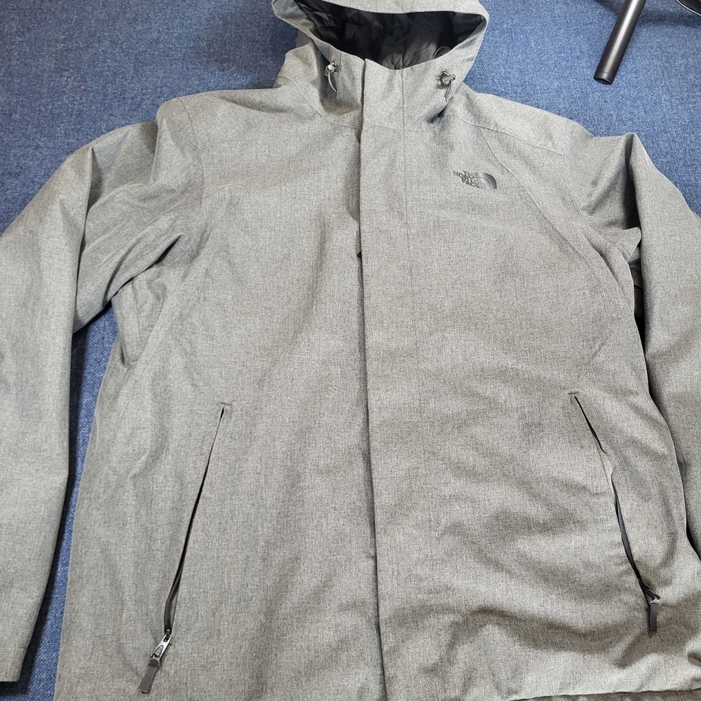 The North Face Mens DryVent Hooded Jacket Grey Heather Waterproof Shell Large